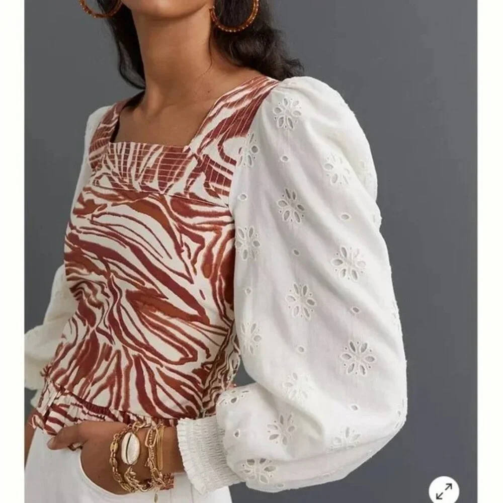 Love the Label Smocked Puff-Sleeve Blouse